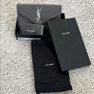 Saint Laurent Gray Quilted Wallet